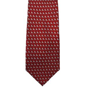 SYMMETRY red tie with tiny gray bulls / stock market bull market, novelty